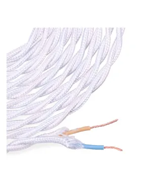 Câble Textile Tressé 2x0,75mm C-01 Aluminium Soie Blanc 5m - 11876