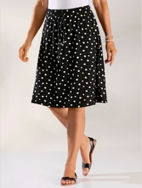 Jupe cloche imprimée en viscose ceinture élastique longueur genou
