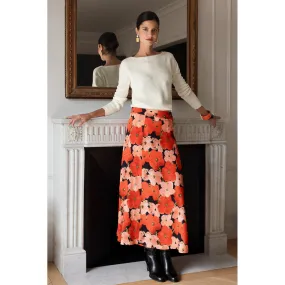 Jupe longue imprimée coquelicat - Clotilde rouge en viscose | 3 Suisses
